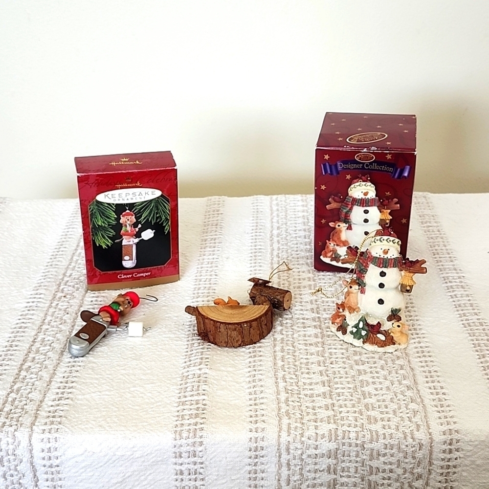 Hallmark & designer collection Christmas Ornaments, squirrel, woodchuck, snowman